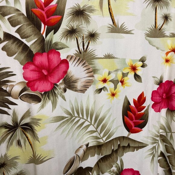 Sunset Cove White Pink Hawaiian Shirt 1X - Picture 9 of 10